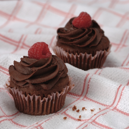 Bittersweet Chocolate Raspberry Truffle Cupcakes