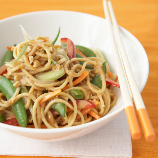 Cold Chinese Noodles With Spicy Honey Peanut Sauce