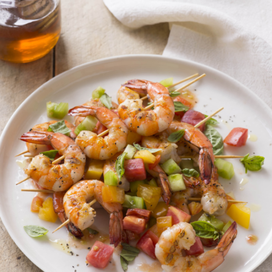 Grilled Garlic Shrimp with a Fresh Heirloom Tomato Sauce