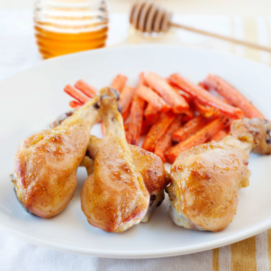 Honey Baked Chicken with Carrot Fries